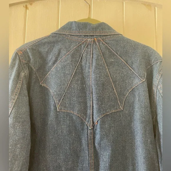 Women’s Vintage Jean Denim Blazer Jacket 2 Buttons With Pockets Size 40 Cotton - Picture 6 of 7